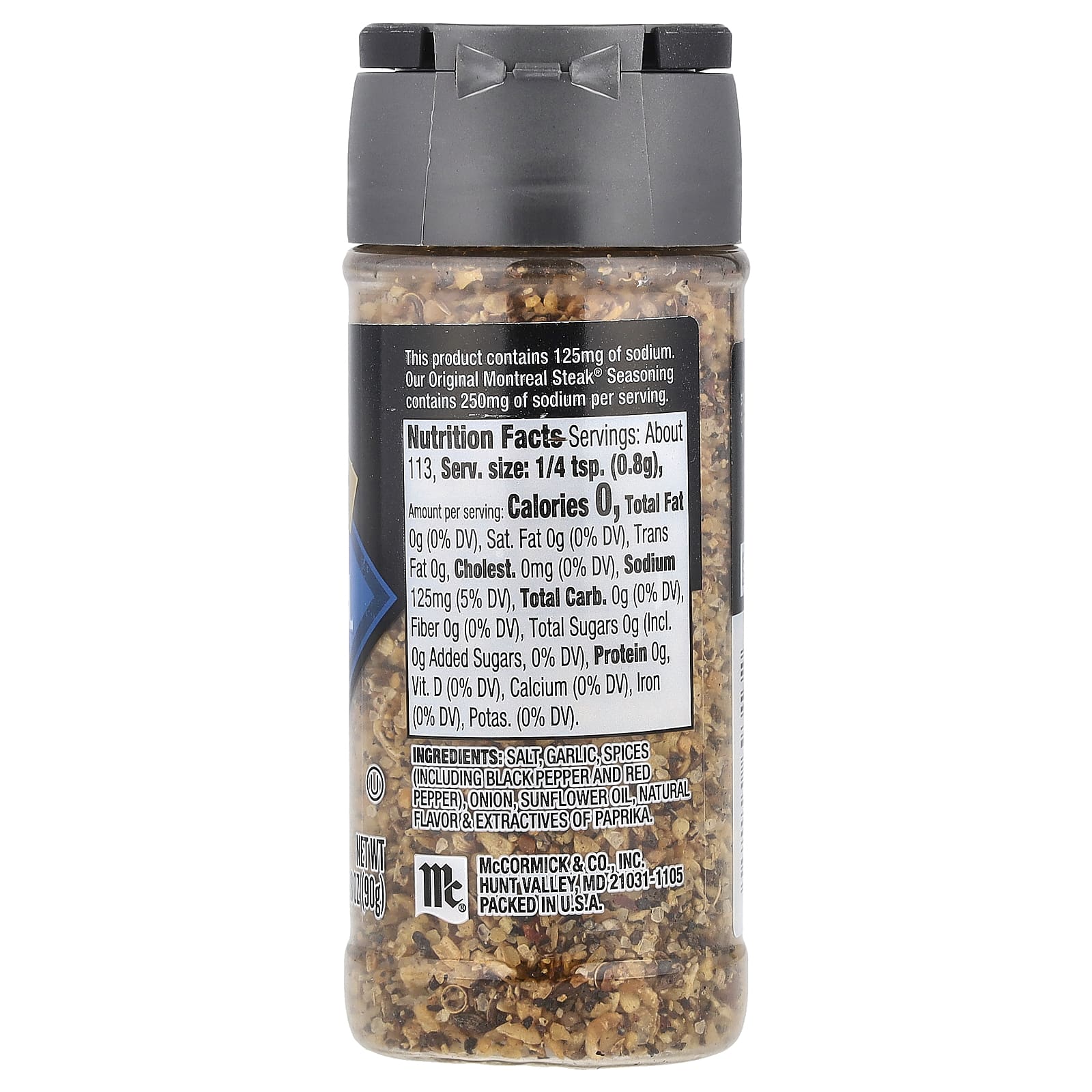 McCormick Grill Mates, Montreal Steak® Seasoning, 25% Less Sodium, 3.18 oz (90 g) - Image 2