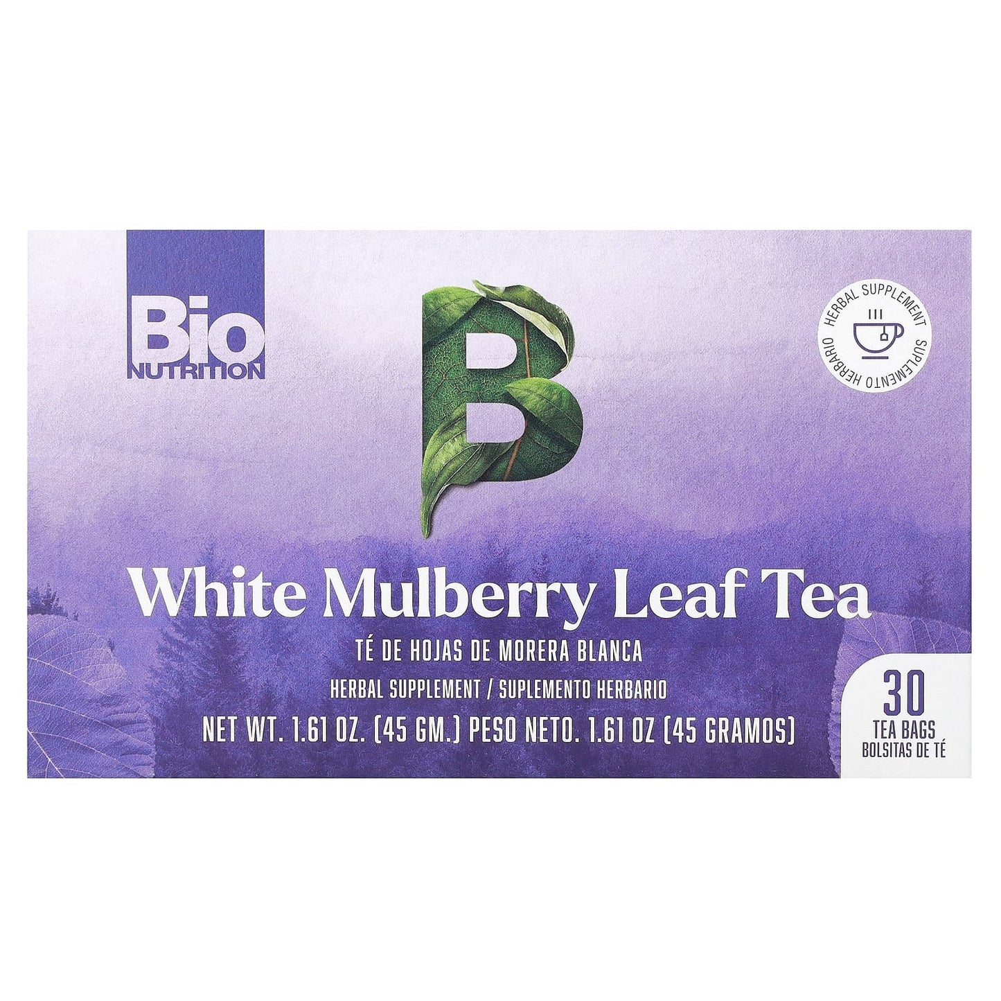 Support Healthy Blood Sugar Levels with Bio Nutrition White Mulberry Leaf Tea - Image 1