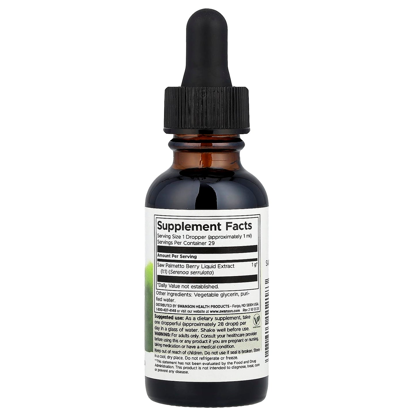 Swanson, Saw Palmetto Liquid Extract, Alcohol & Sugar Free, 1 fl oz (29.6 ml) (1 g per Serving) - Image 2