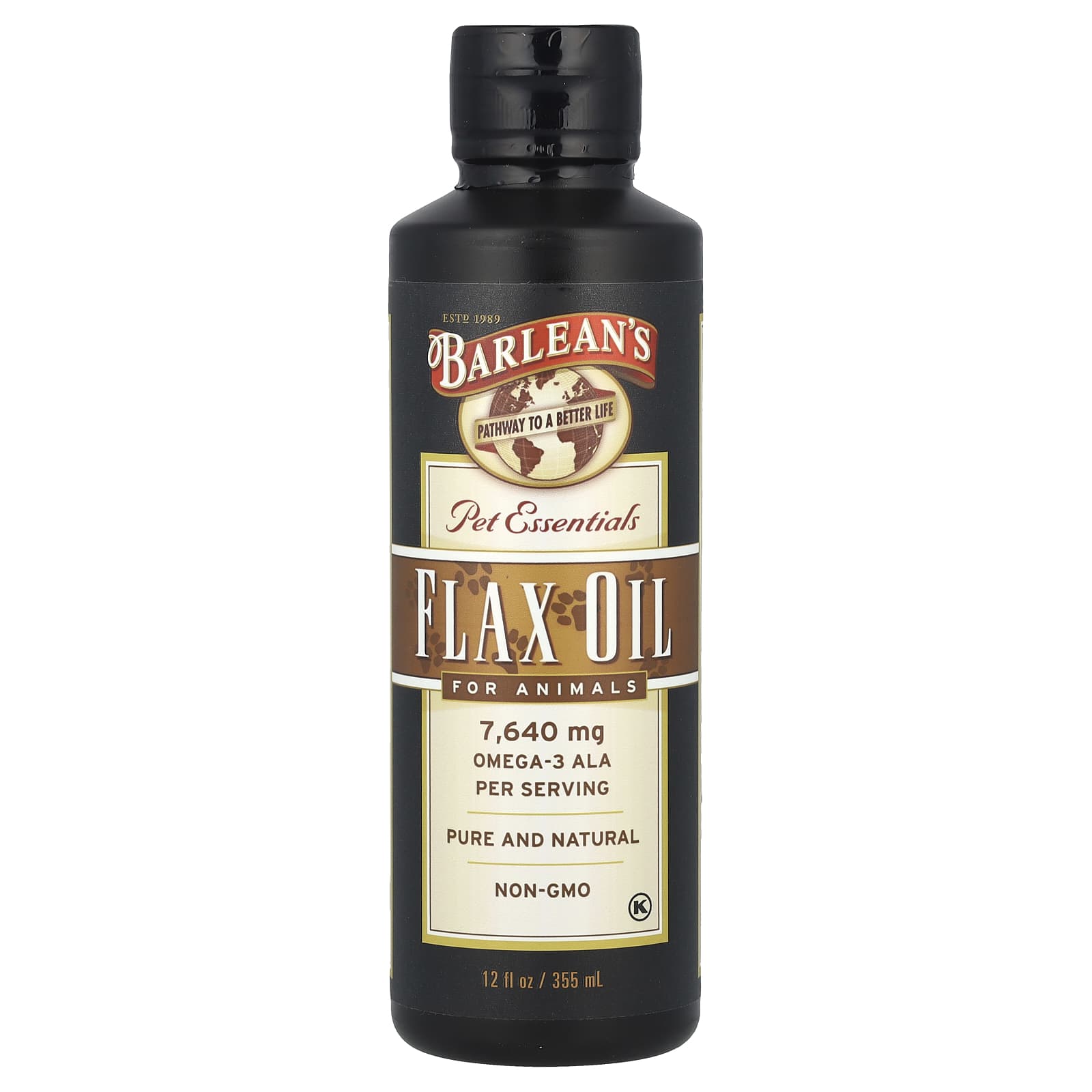 Barleans Flax Oil for Pets - 12 fl oz, Omega-3 Supplement for Animals - Image 1