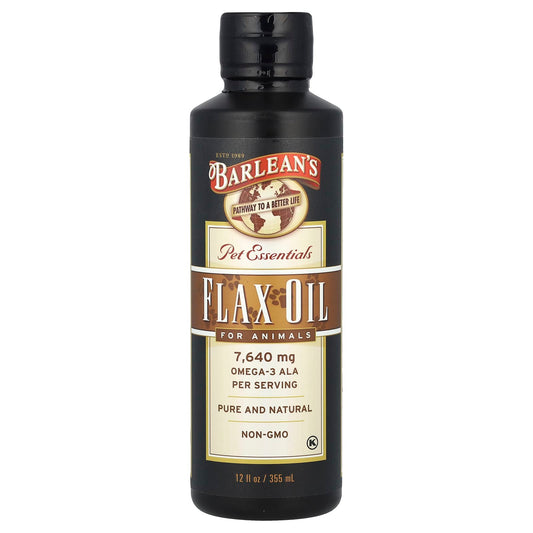 Barleans Flax Oil for Pets - 12 fl oz, Omega-3 Supplement for Animals - Image 1