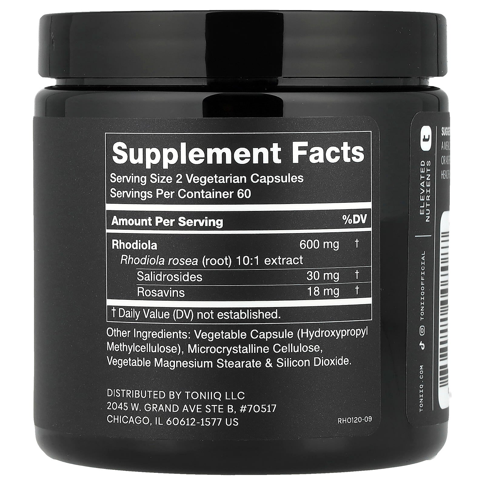 Toniiq, Rhodiola 5%, 120 Capsules (300 mg per Capsule) - Image 2