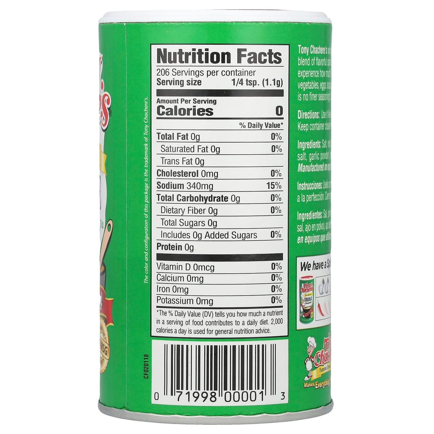 Tony Chachere's, The Original Creole Seasoning, 8 oz (227 g) - Image 2