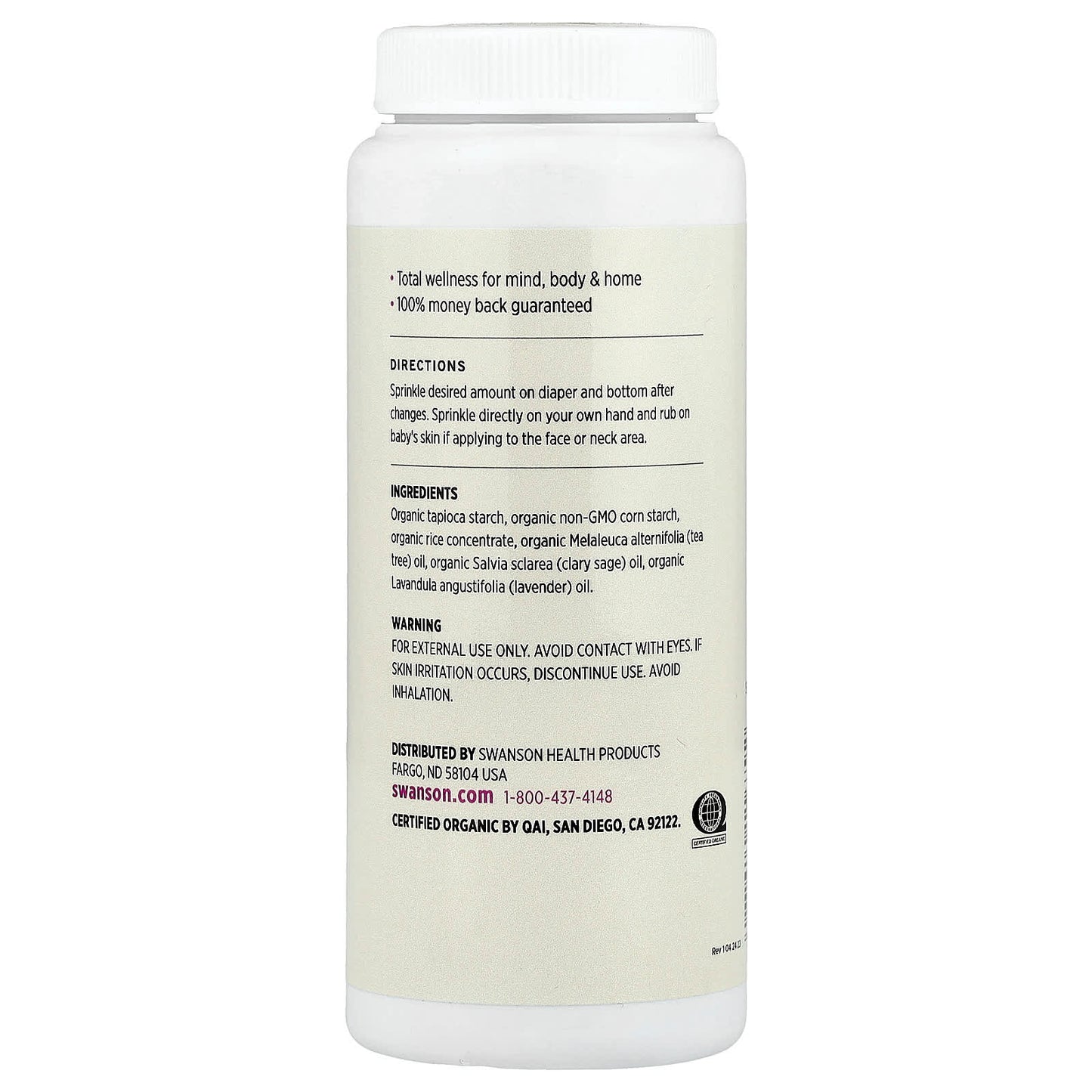 Swanson, Certified Organic Baby Powder, Lavender, 2.5 oz (71 g) - Image 2