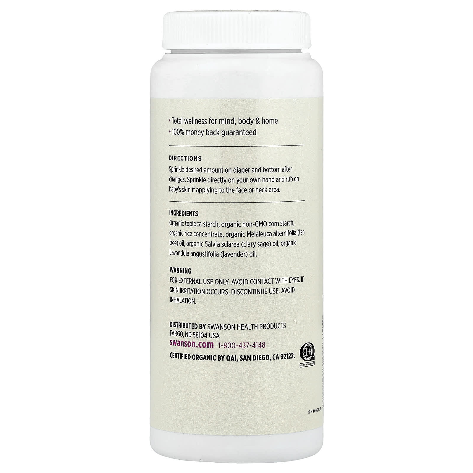 Swanson, Certified Organic Baby Powder, Lavender, 2.5 oz (71 g) - Image 2