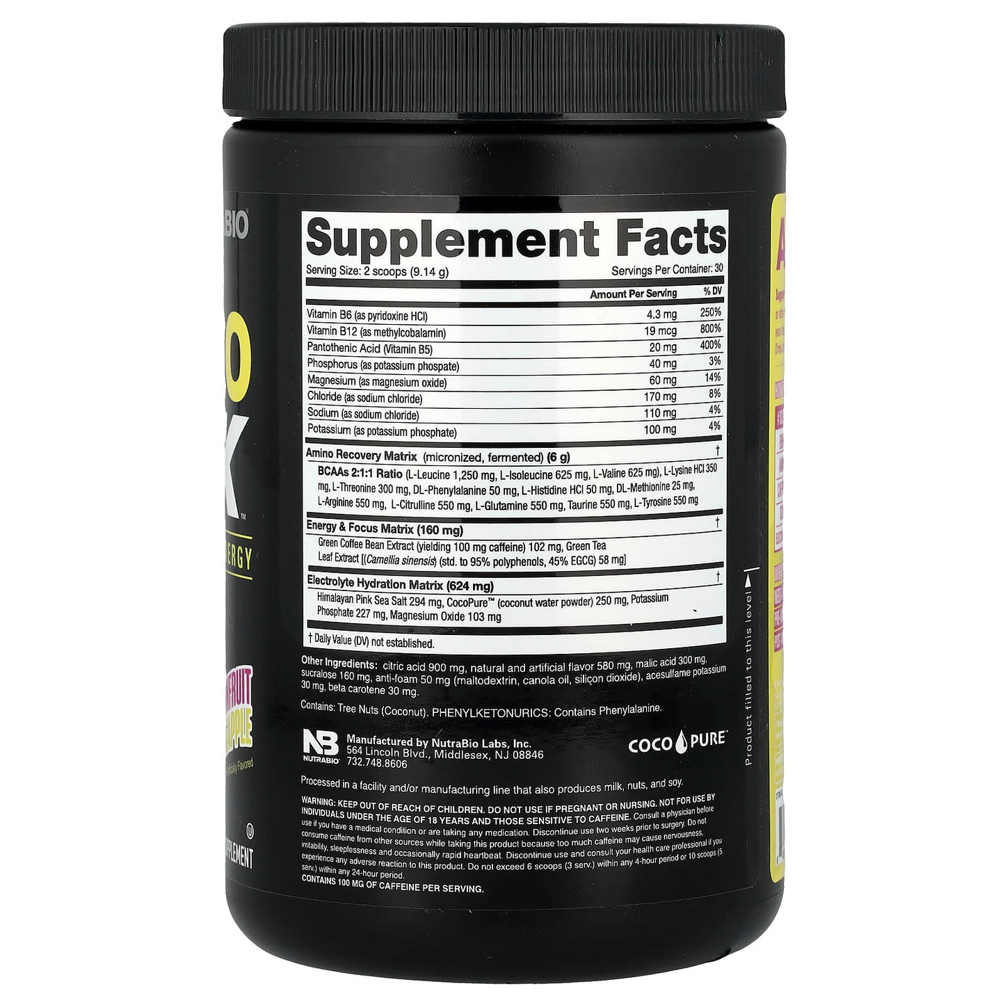 NutraBio, Amino Kick™, Passionfruit Pineapple, 9.7 oz (274 g) - Image 2