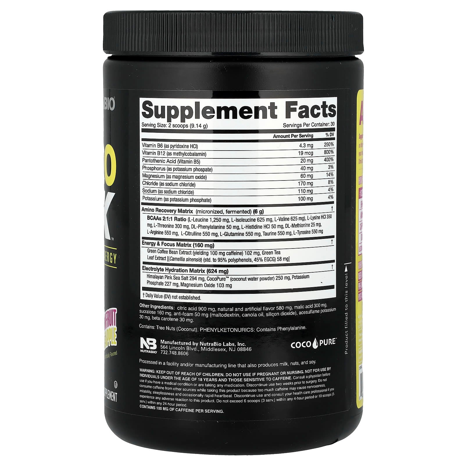 NutraBio, Amino Kick™, Passionfruit Pineapple, 9.7 oz (274 g) - Image 2
