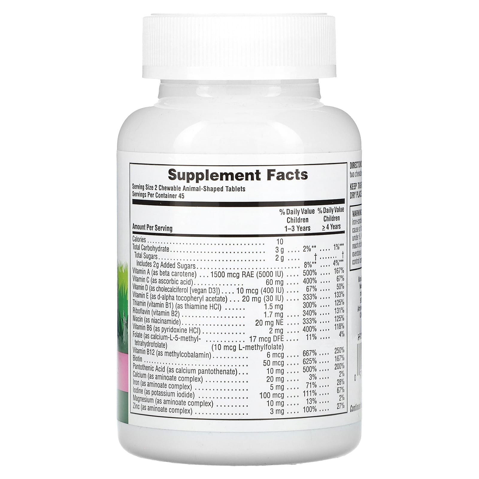 NaturesPlus, Animal Parade, Children's Chewable Multivitamin Supplement, Watermelon, 90 Animal-Shaped Tablets - Image 2