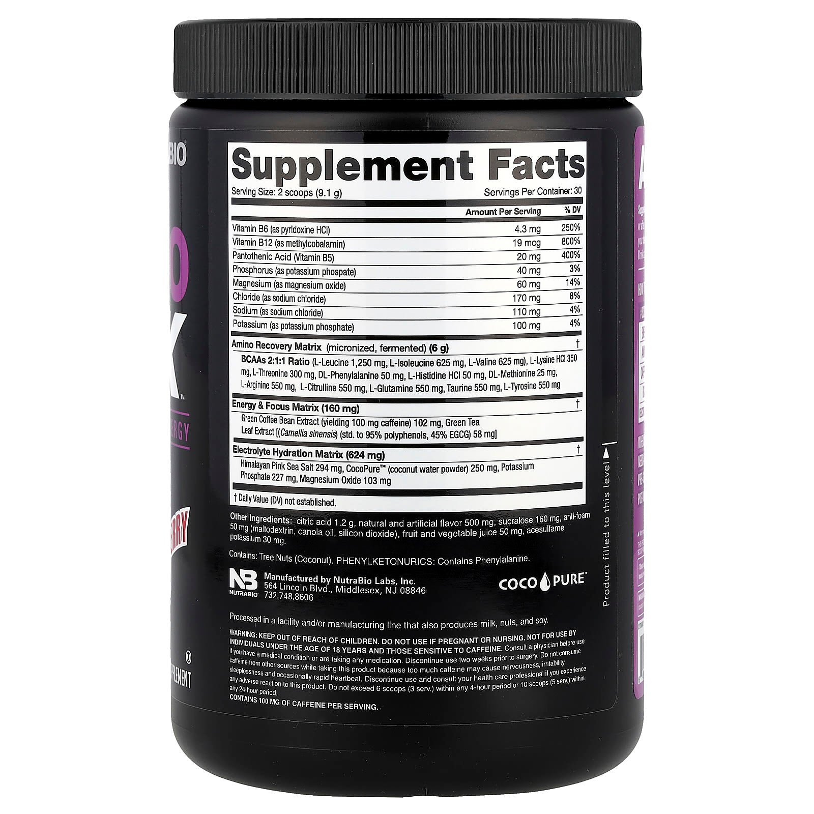 NutraBio, Amino Kick™, Grape Berry Crush, 9.6 oz (272 g) - Image 2