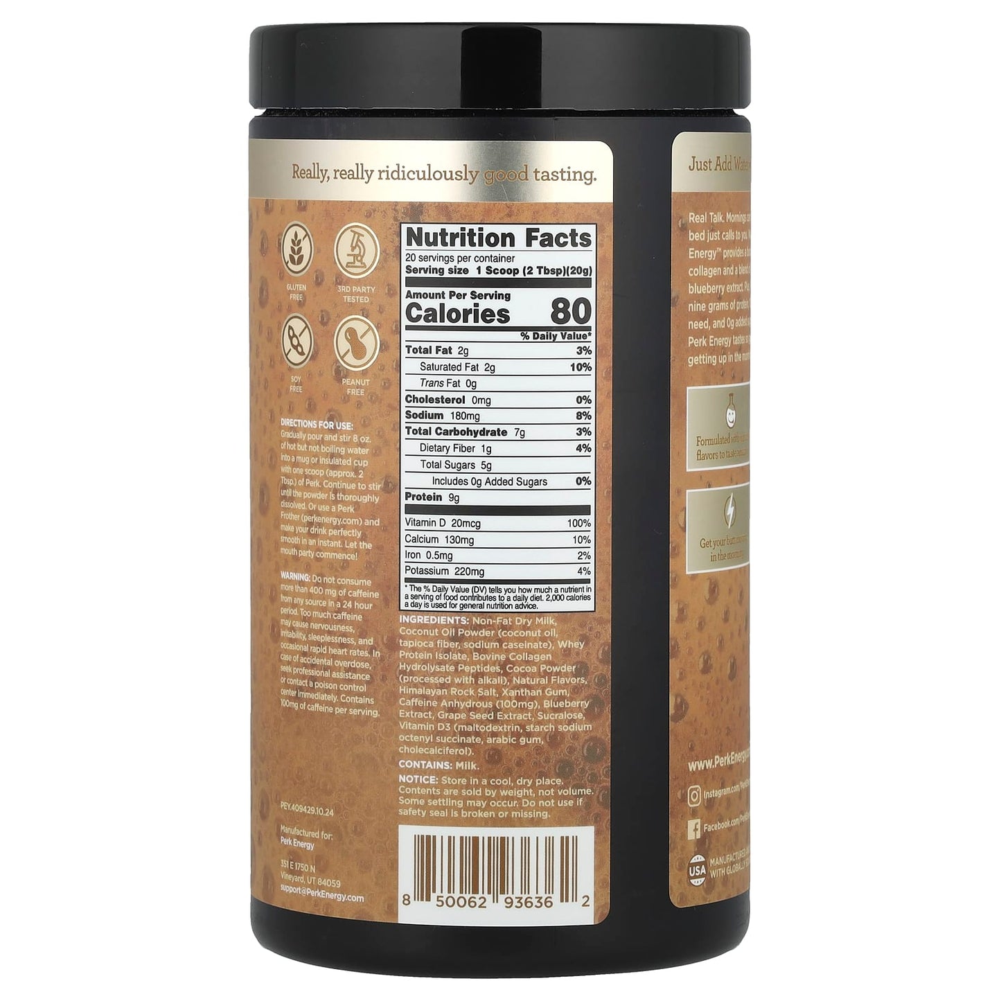 Perk Energy, Tan Mocha Latte, 14.4 oz (402 g) - Image 2
