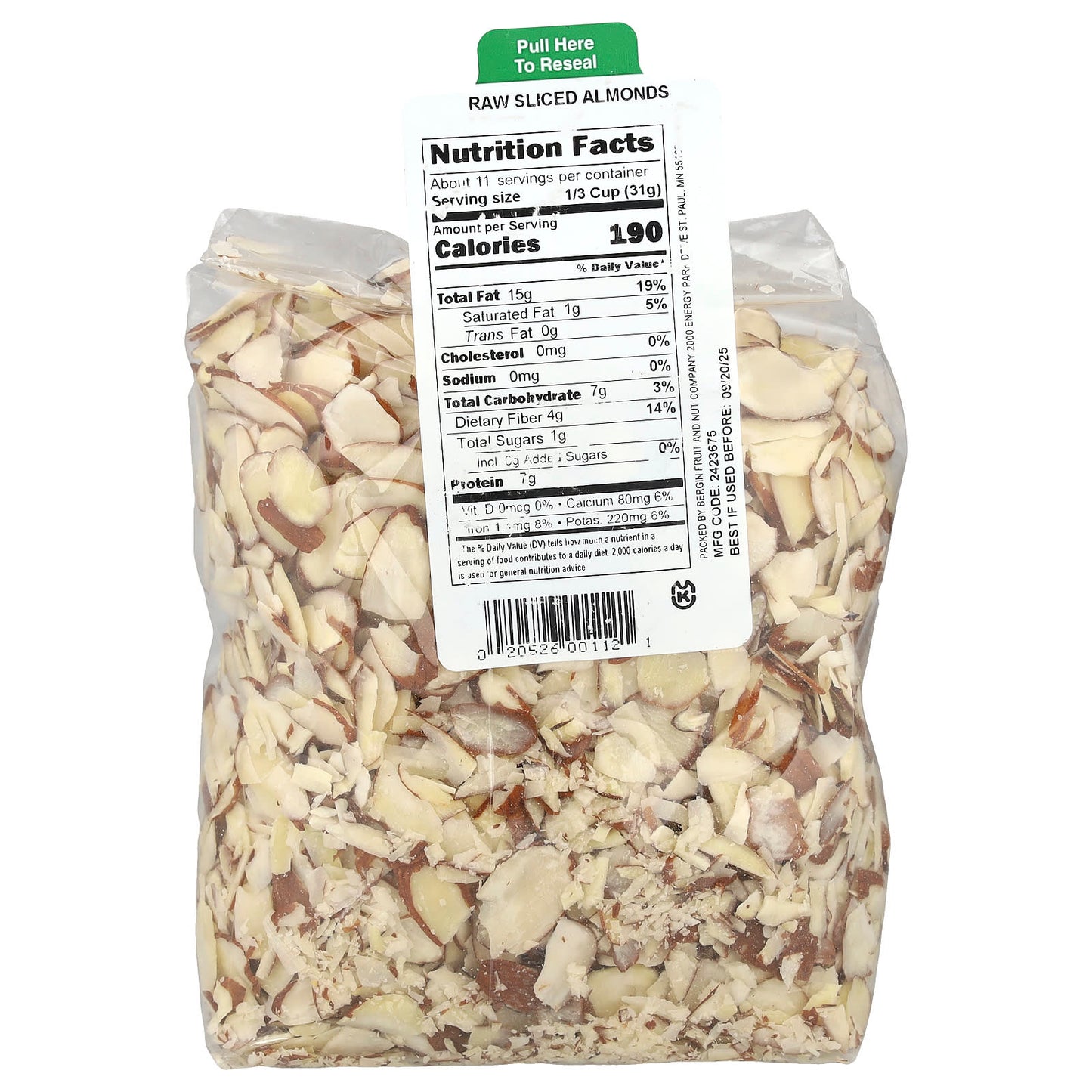 Raw Sliced Almonds by Bergin Fruit & Nut Co - 12 oz Kosher (340g) - Image 2