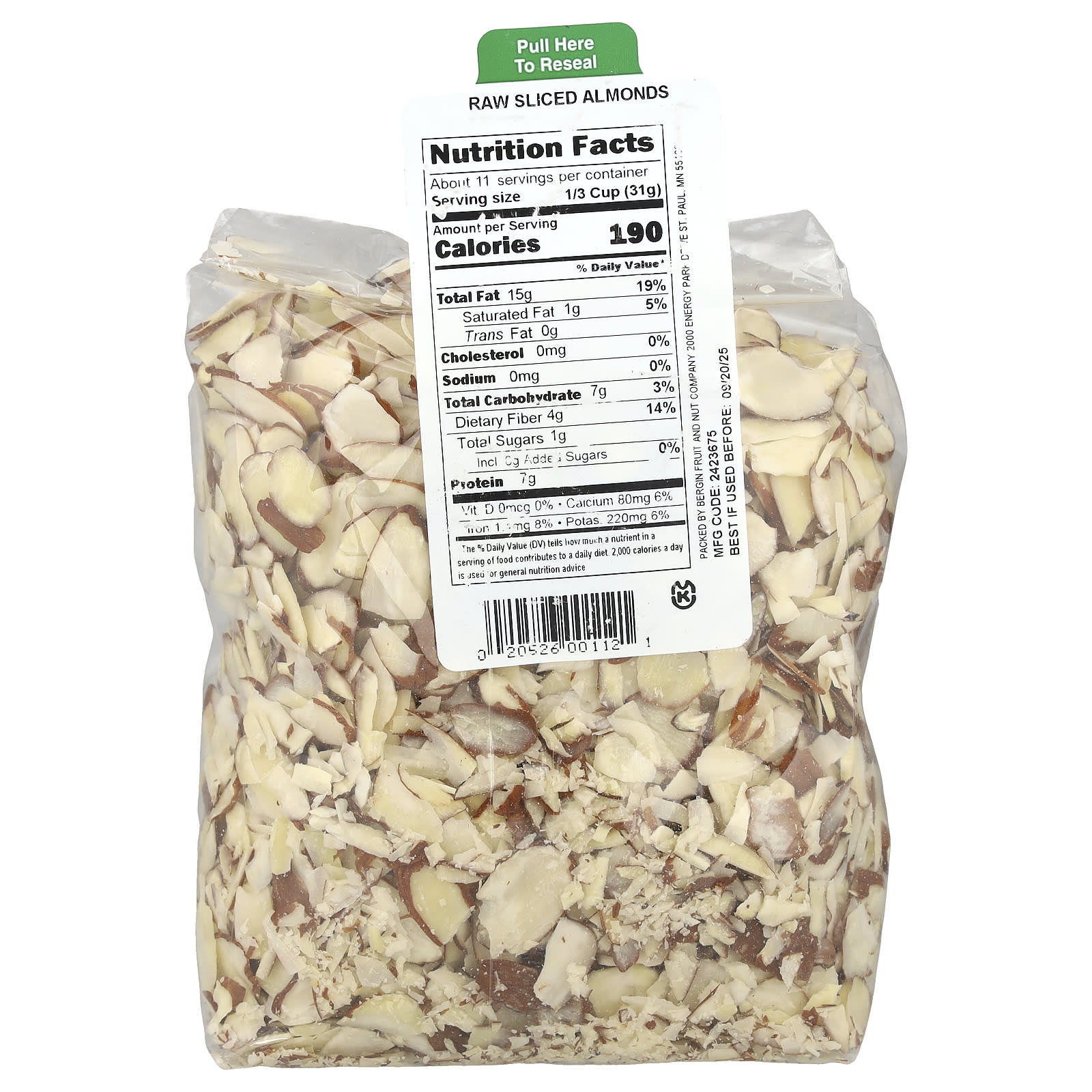 Raw Sliced Almonds by Bergin Fruit & Nut Co - 12 oz Kosher (340g) - Image 2