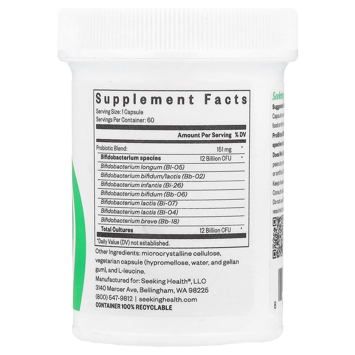 Seeking Health, ProBiota Bifidobacterium, 12 Billion CFU, 60 Capsules - Image 2