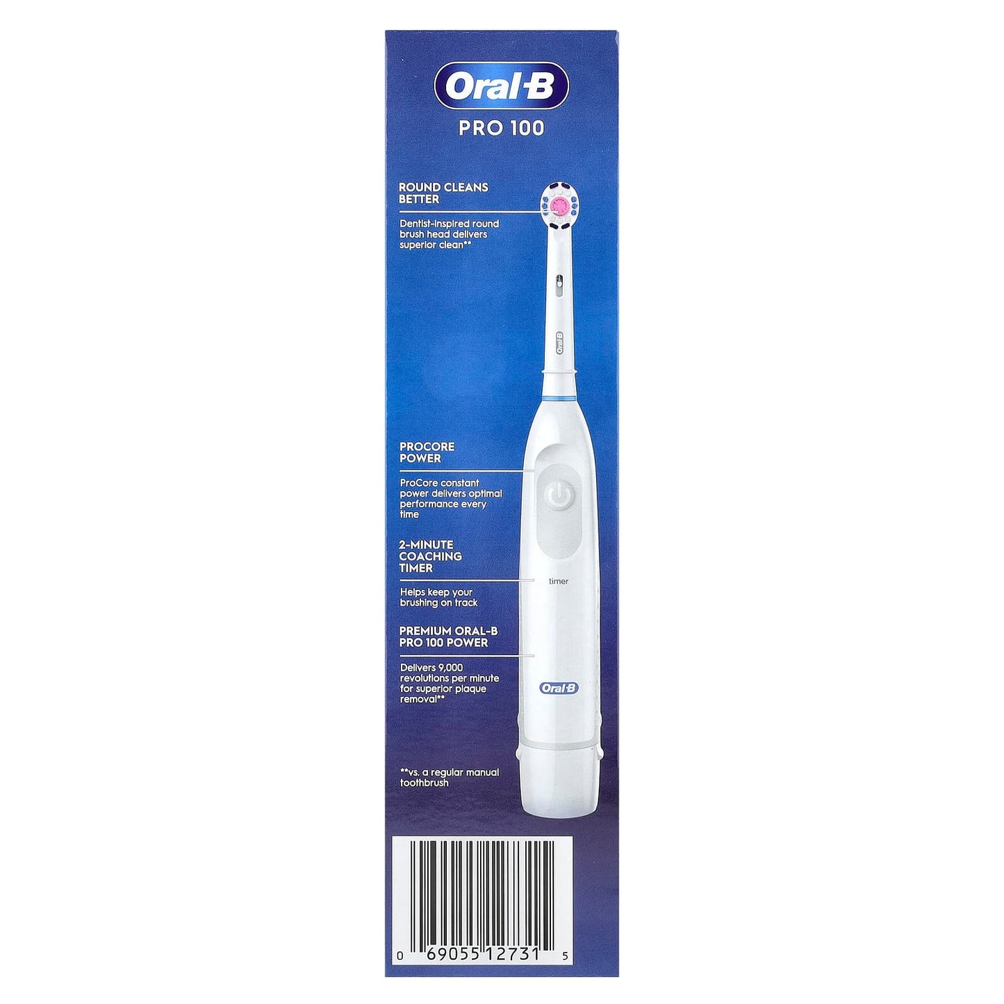 Oral-B, 3D White, Pro 100, Battery Powered Toothbrush, White, 1 Toothbrush - Image 2