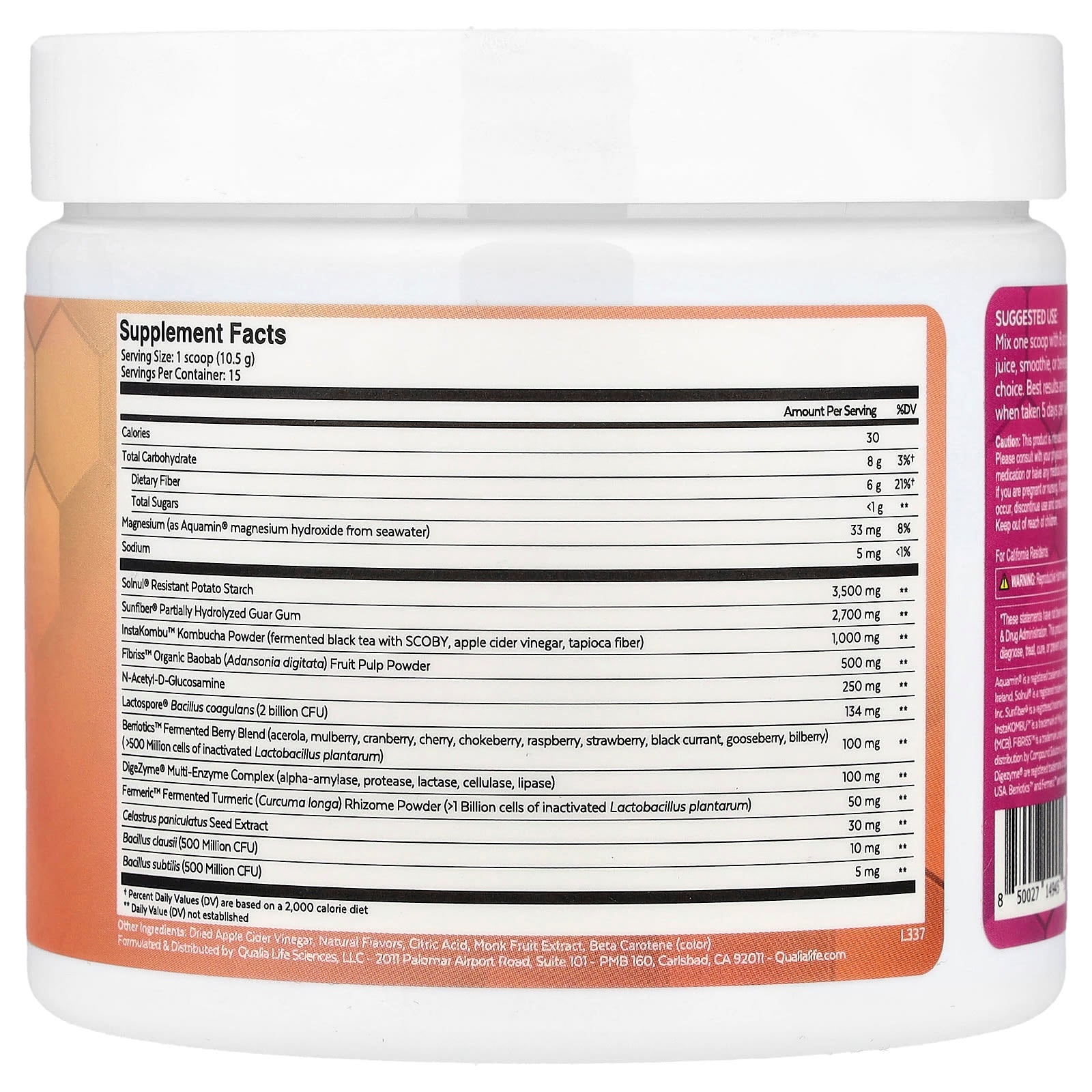 Qualia, Probiotic+, Tropical Fruit, 5.6 oz (157.5 g) - Image 2