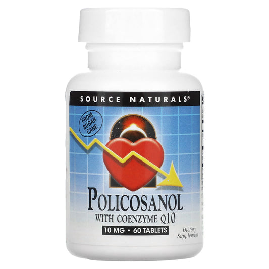 Source Naturals, Policosanol With Coenzyme Q10, 10 mg, 60 Tablets - Image 1