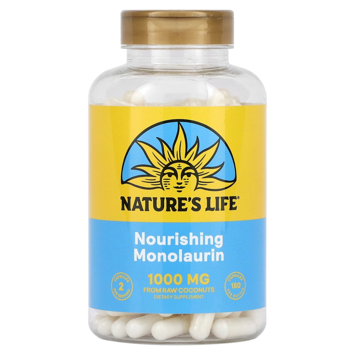 Nature's Life, Nourishing Monolaurin, 180  Capsules (500 mg per Capsule) - Image 1