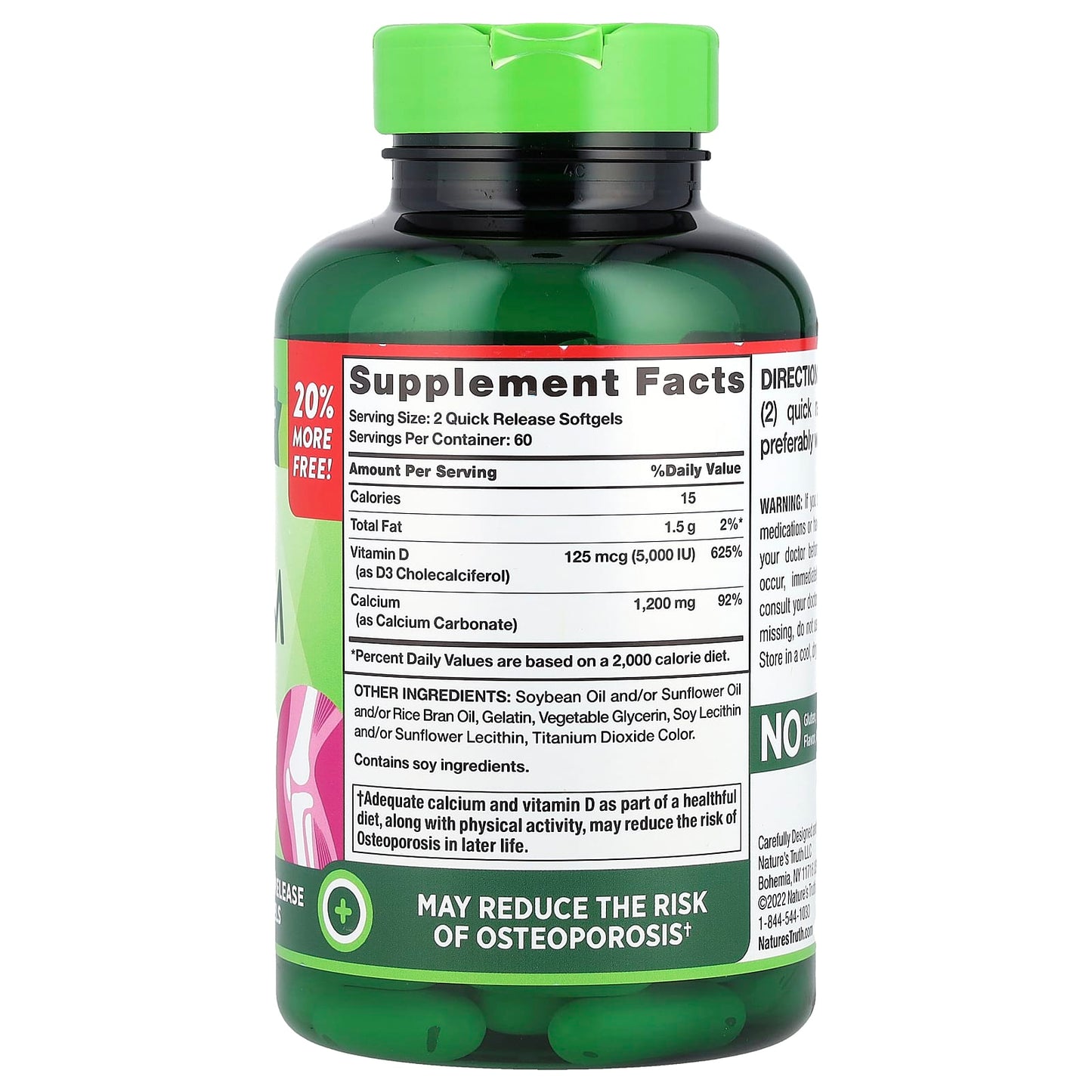 Nature's Truth, Absorbable Calcium Plus D3, 120 Quick Release Softgels