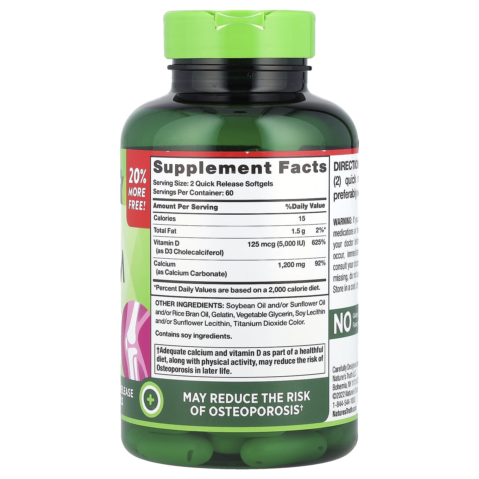 Nature's Truth, Absorbable Calcium Plus D3, 120 Quick Release Softgels