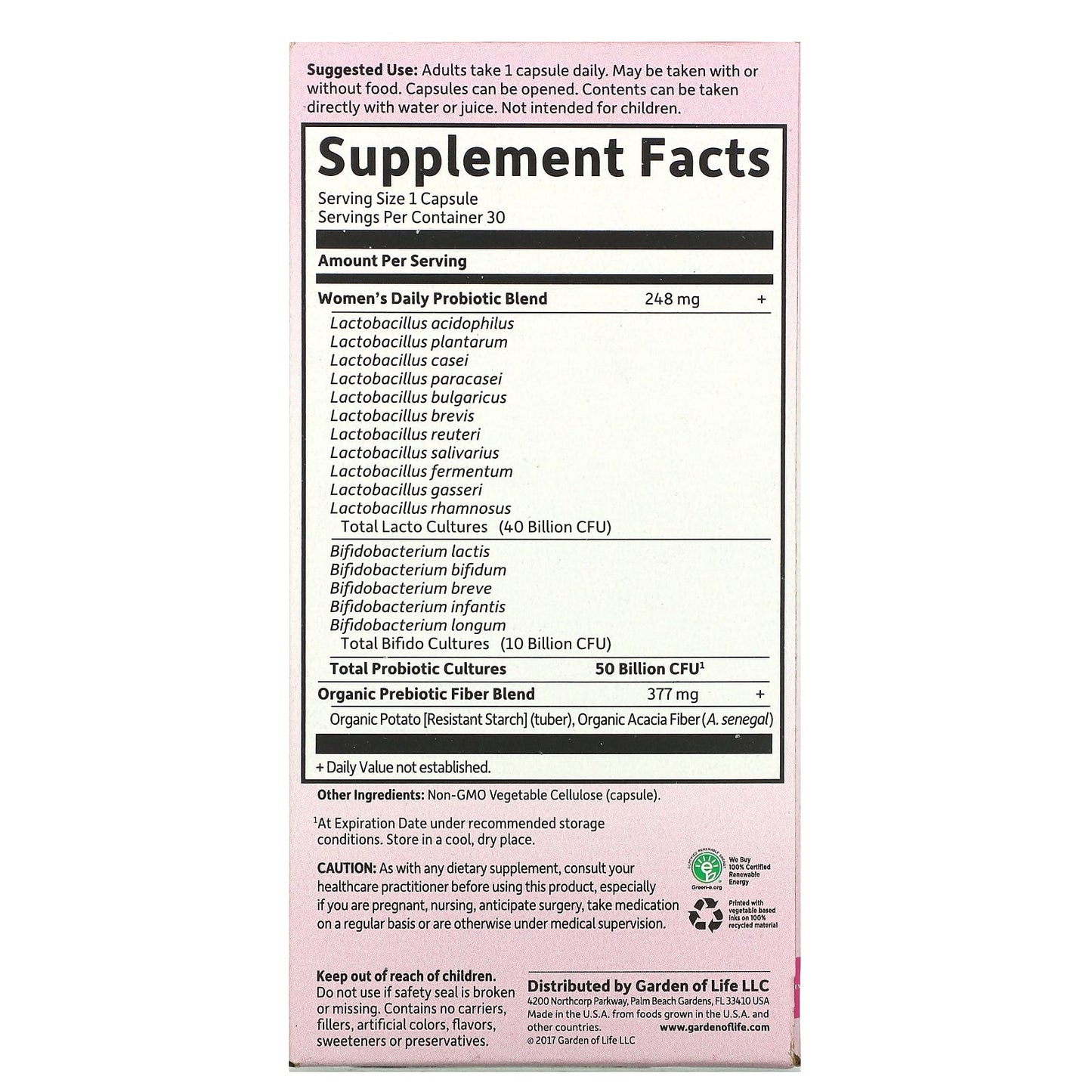 Garden of Life Women's Probiotics - 50 Billion CFU for Digestive & Immune Health - Image 2