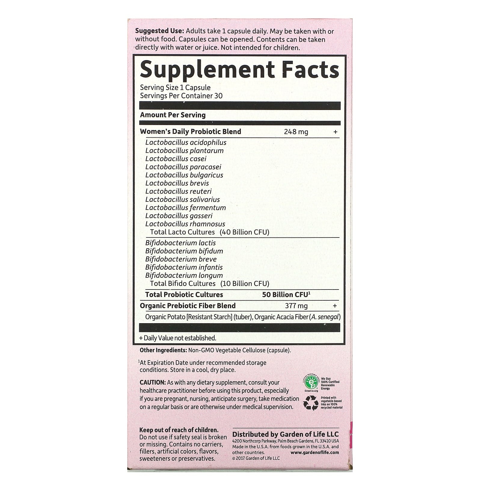 Garden of Life Women's Probiotics - 50 Billion CFU for Digestive & Immune Health - Image 2