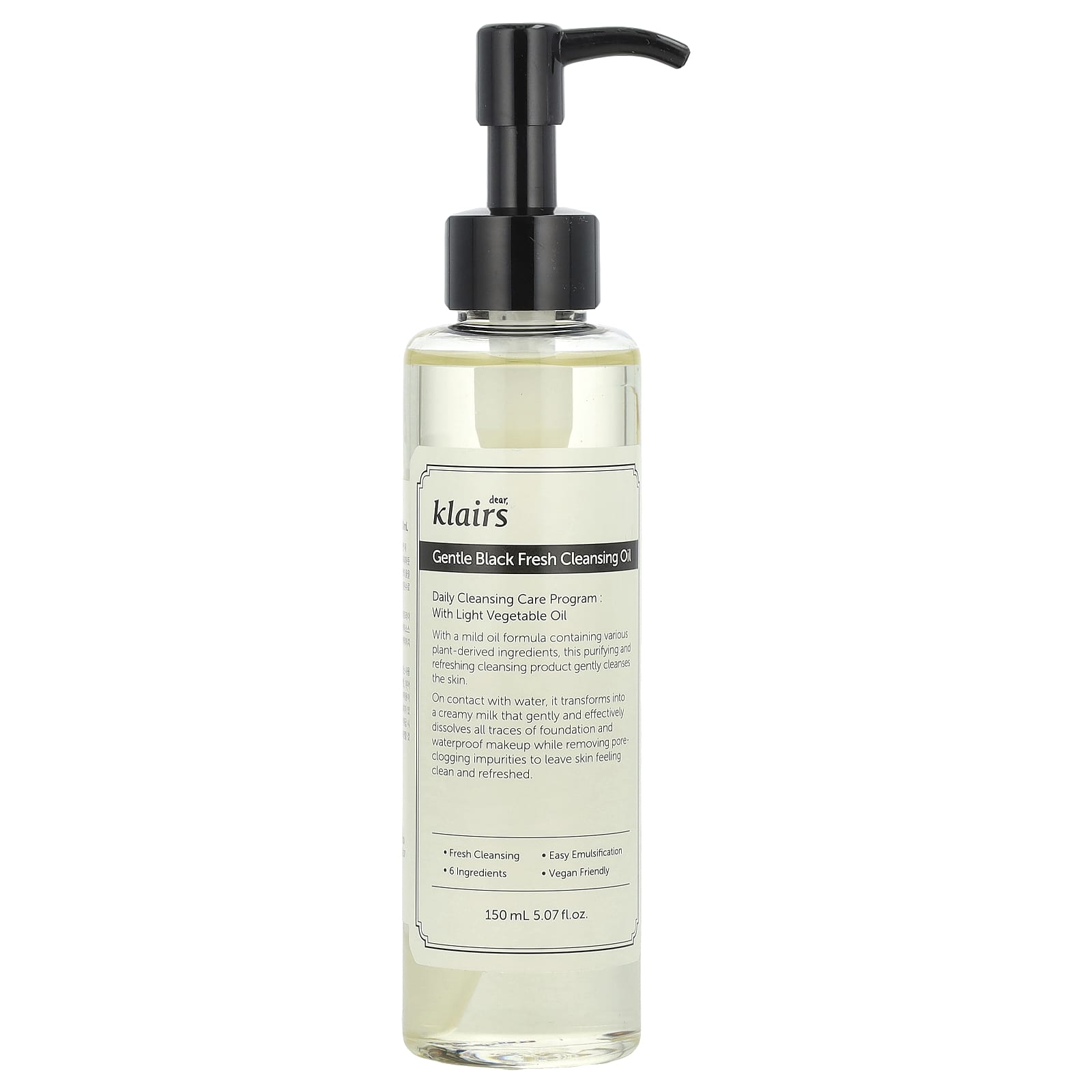 Gentle Black Fresh Cleansing Oil by Dear, Klairs - 5.07 fl oz - Image 1
