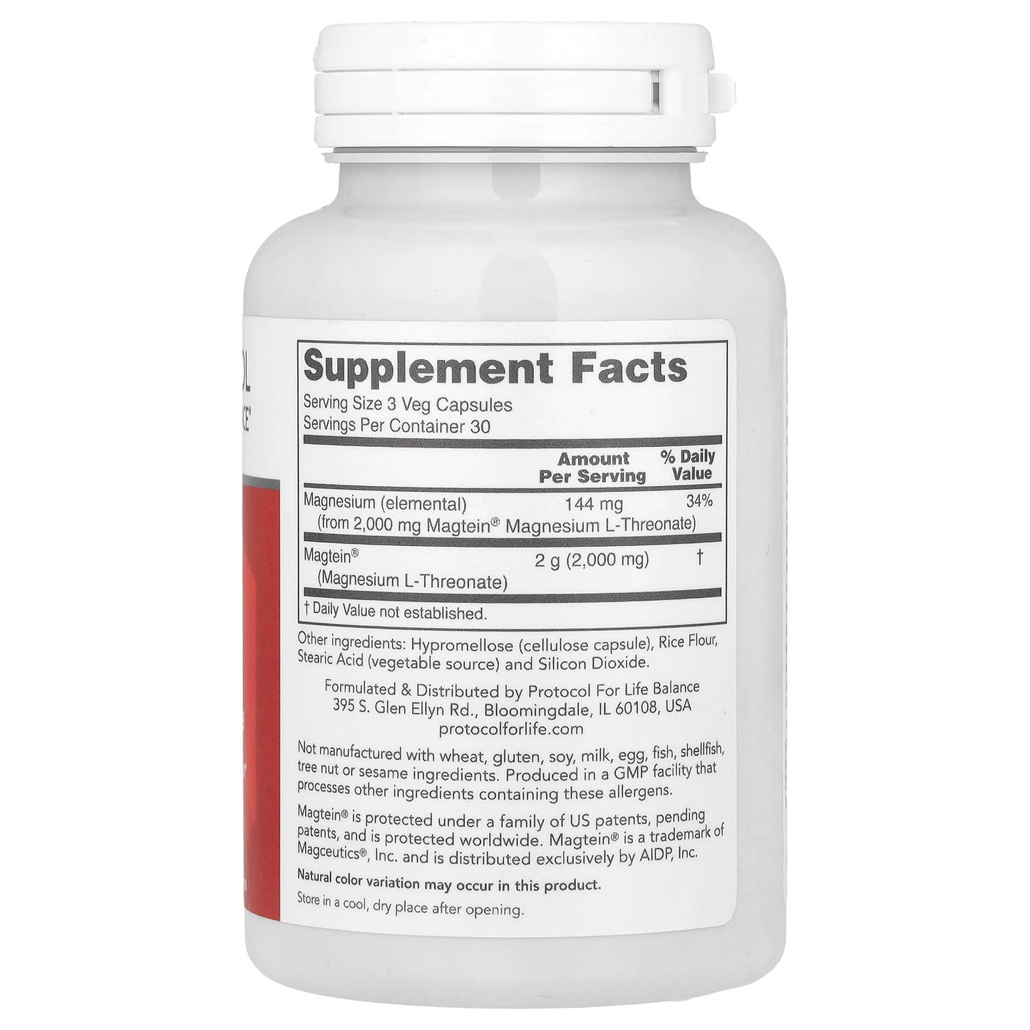 Protocol for Life Balance, Magtein®, Magnesium L-Threonate, 90 Veg Capsules - Image 2