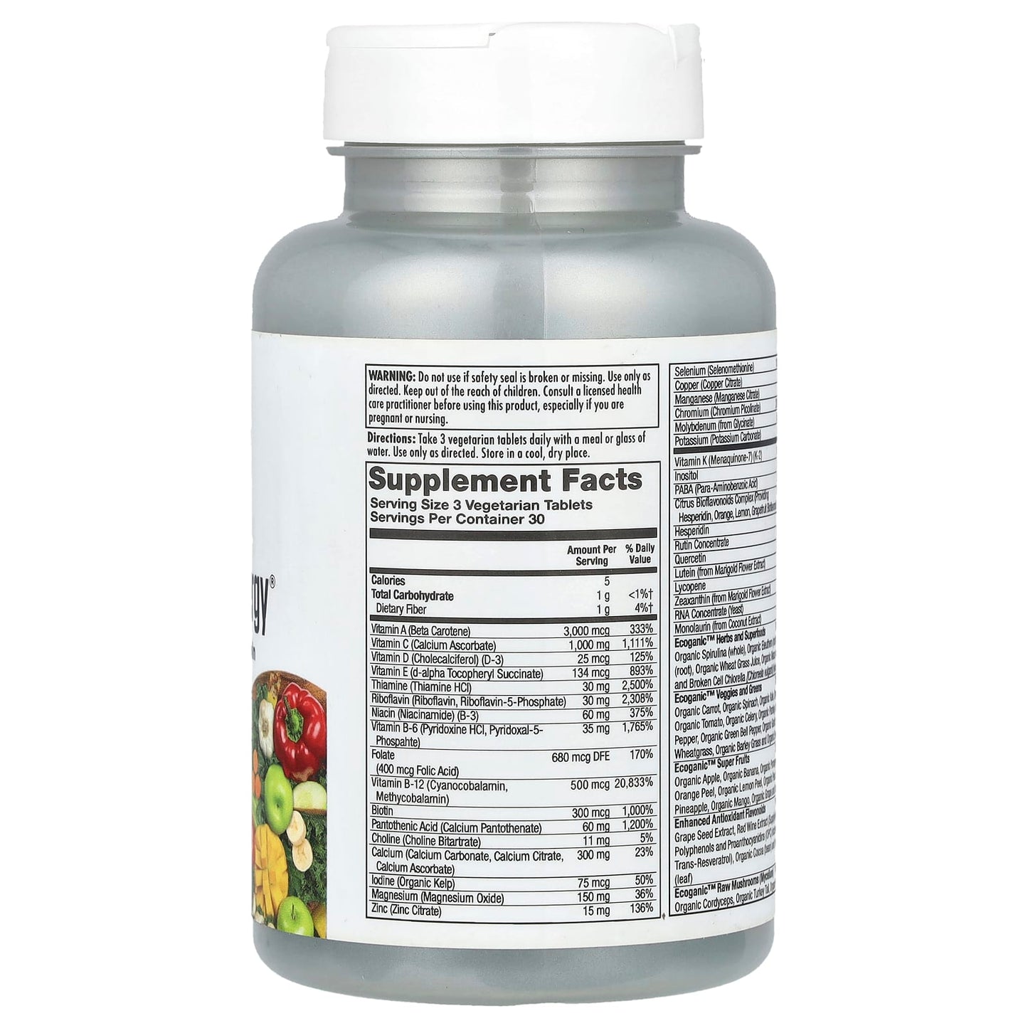KAL, Enhanced Energy®, Whole Food Multivitamin, Iron Free, 90 VegTabs - Image 2