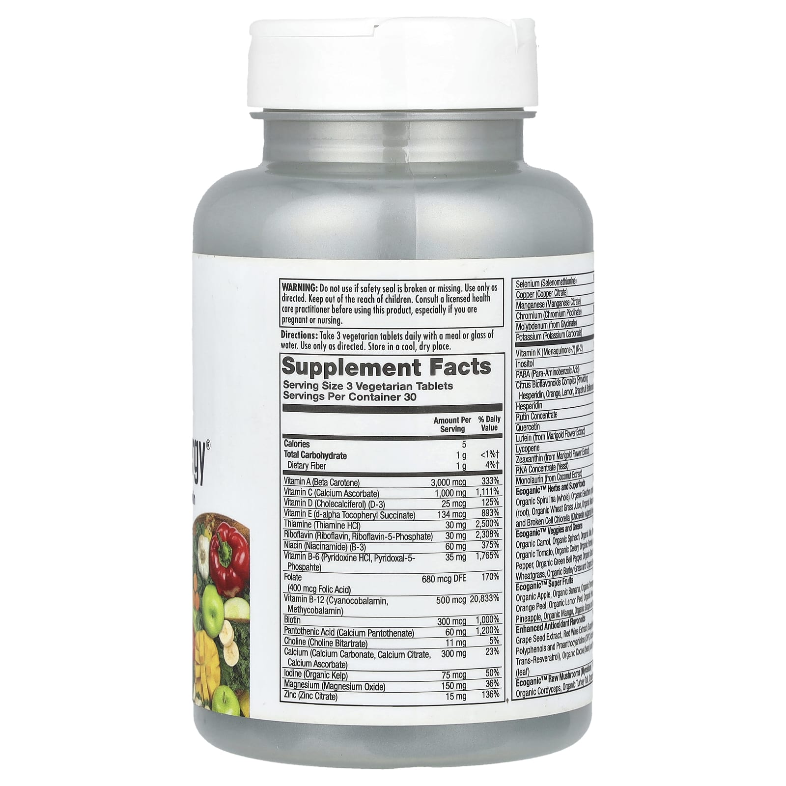 KAL, Enhanced Energy®, Whole Food Multivitamin, Iron Free, 90 VegTabs - Image 2