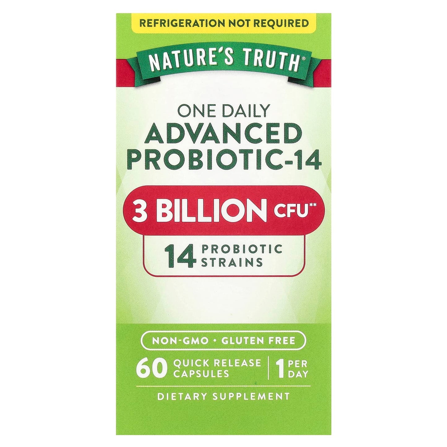 Nature's Truth, One Daily Advanced Probiotic-14, 3 Billion CFU, 60 Quick Release Capsules - Image 1