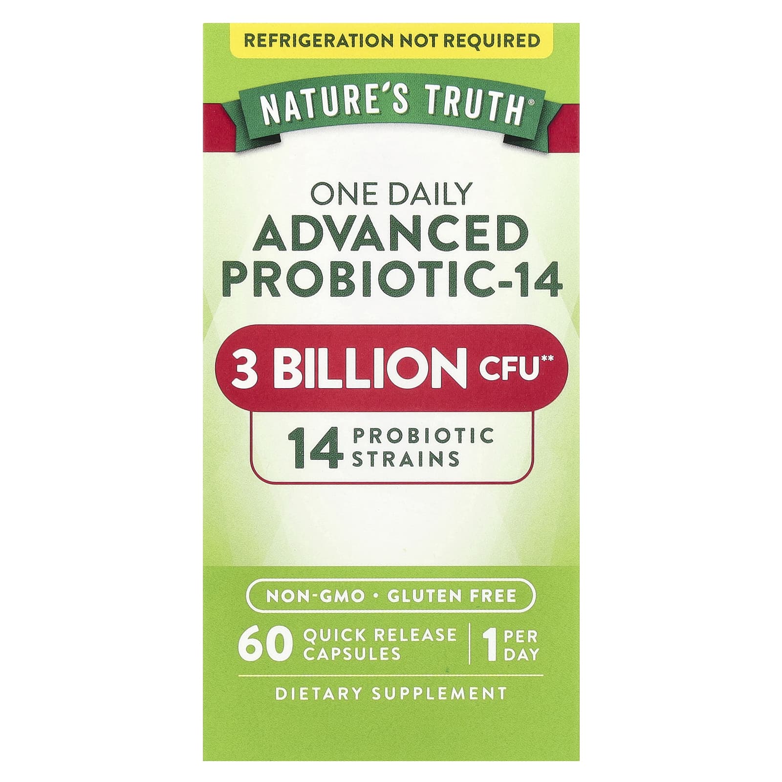 Nature's Truth, One Daily Advanced Probiotic-14, 3 Billion CFU, 60 Quick Release Capsules - Image 1