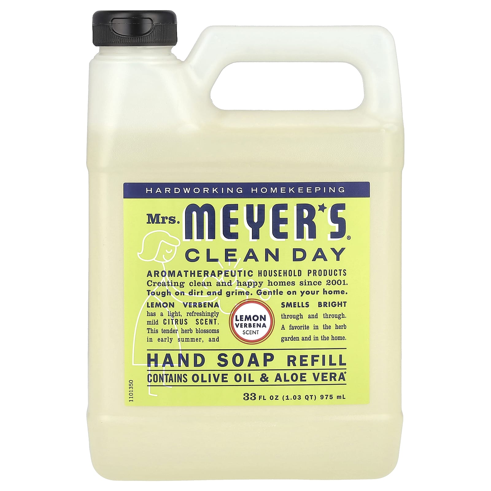 Mrs. Meyers Clean Day, Hand Soap Refill, Lemon Verbena, 33 fl oz (975 ml) - Image 1
