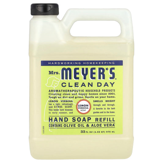 Mrs. Meyers Clean Day, Hand Soap Refill, Lemon Verbena, 33 fl oz (975 ml) - Image 1