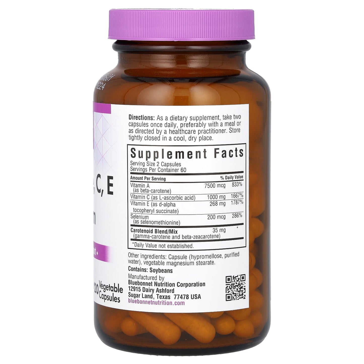 Bluebonnet Nutrition - Beta Carotene, C, E & Selenium - 120 Capsules - Image 2