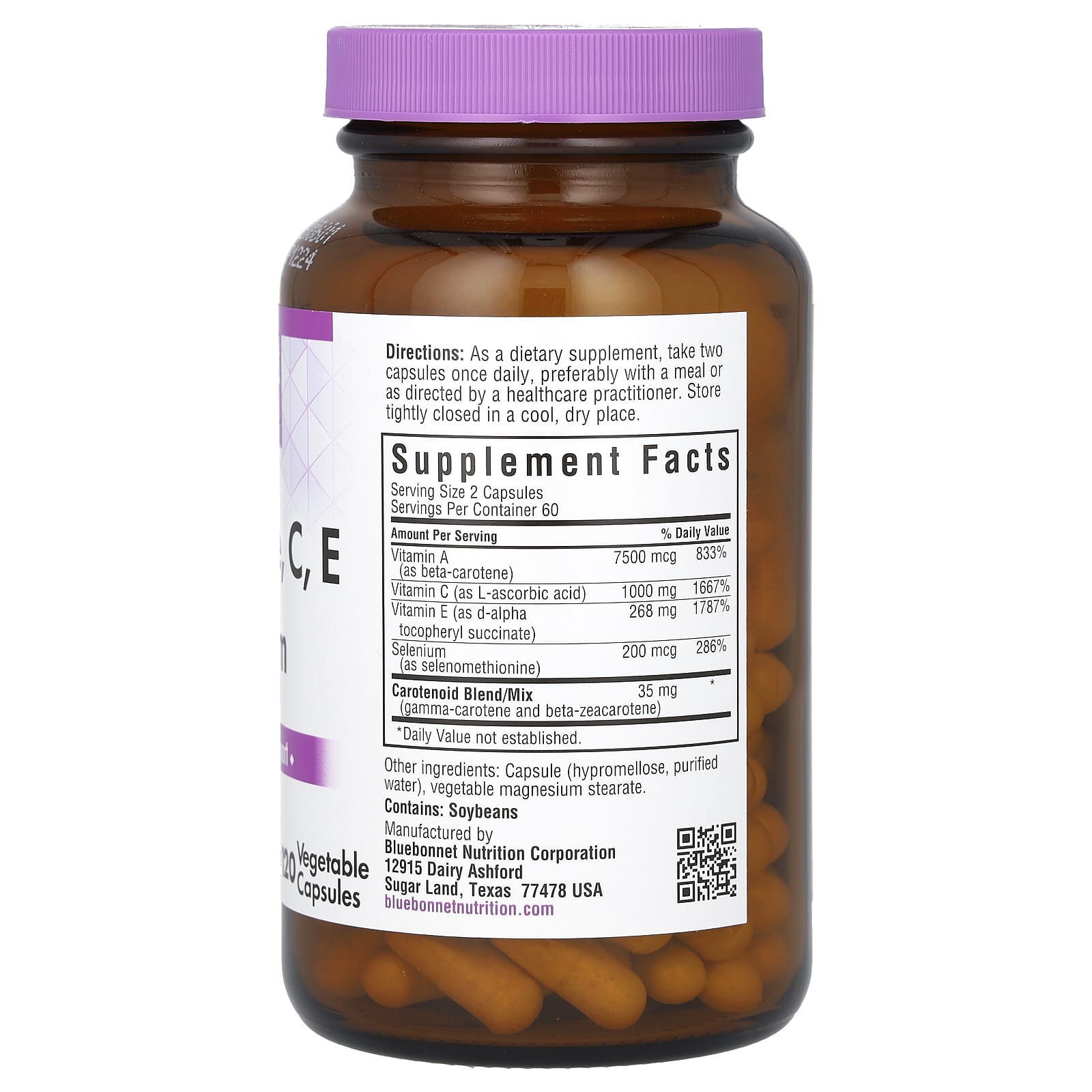 Bluebonnet Nutrition - Beta Carotene, C, E & Selenium - 120 Capsules - Image 2
