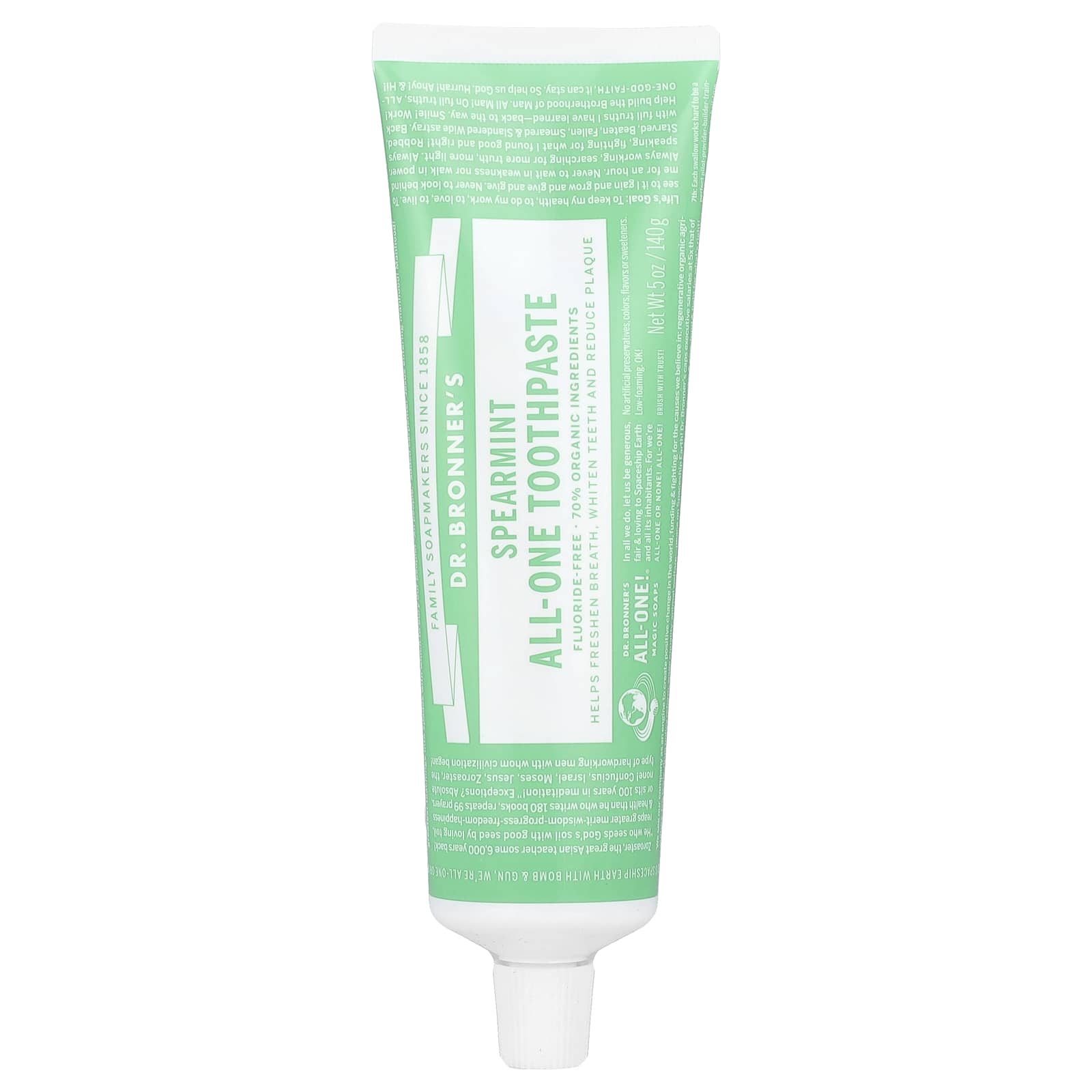 Dr. Bronner's Natural Spearmint Toothpaste, 5 oz - 100% Vegan, Organic - Image 1