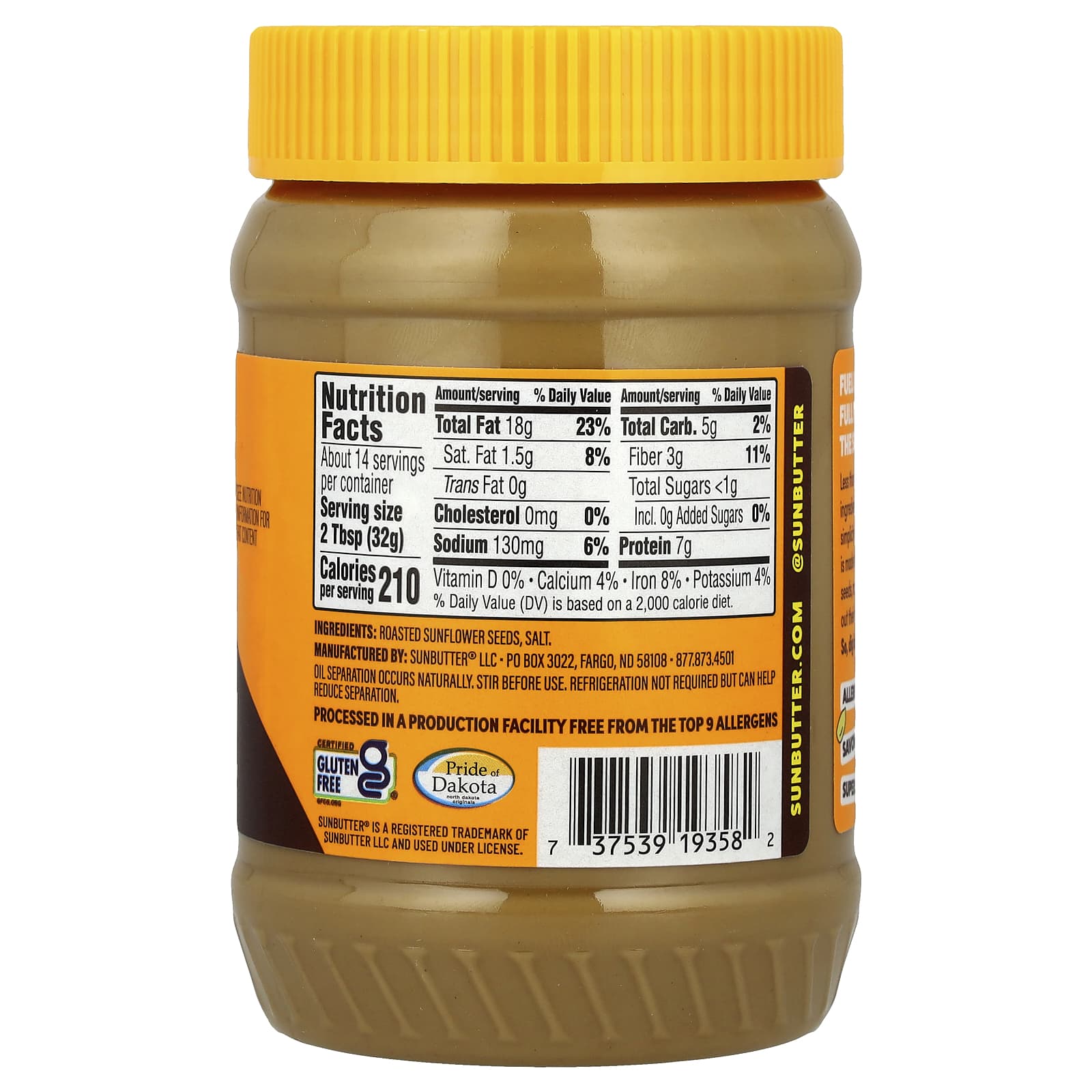 SunButter, Sunflower Seed Butter, No Sugar Added, 16 oz (454 g) - Image 2