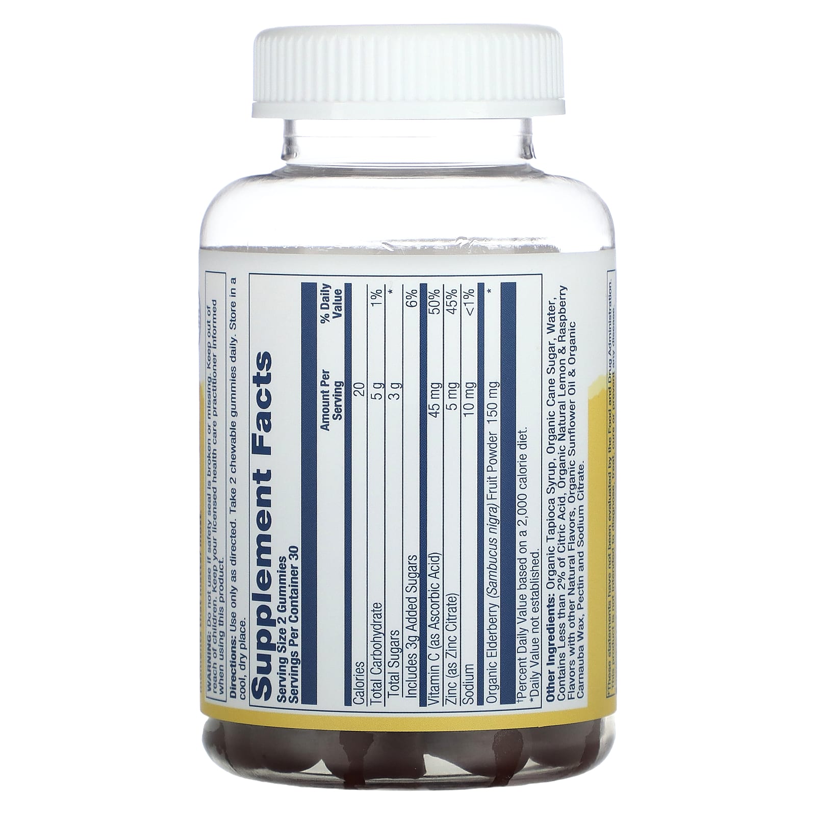 Solaray, Organic Elderberry Gummies With Zinc & Vitamin C, Lemon & Raspberry, 60 Gummies - Image 2