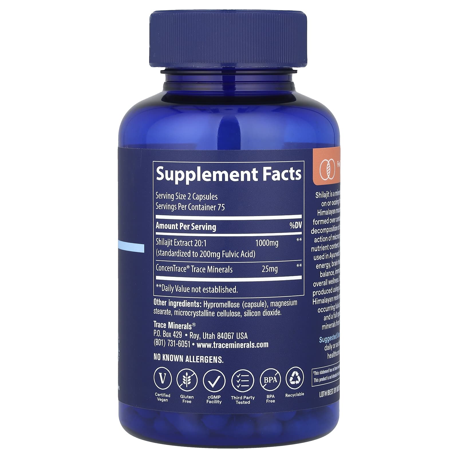 Trace, Shilajit, 150 Capsules - Image 2