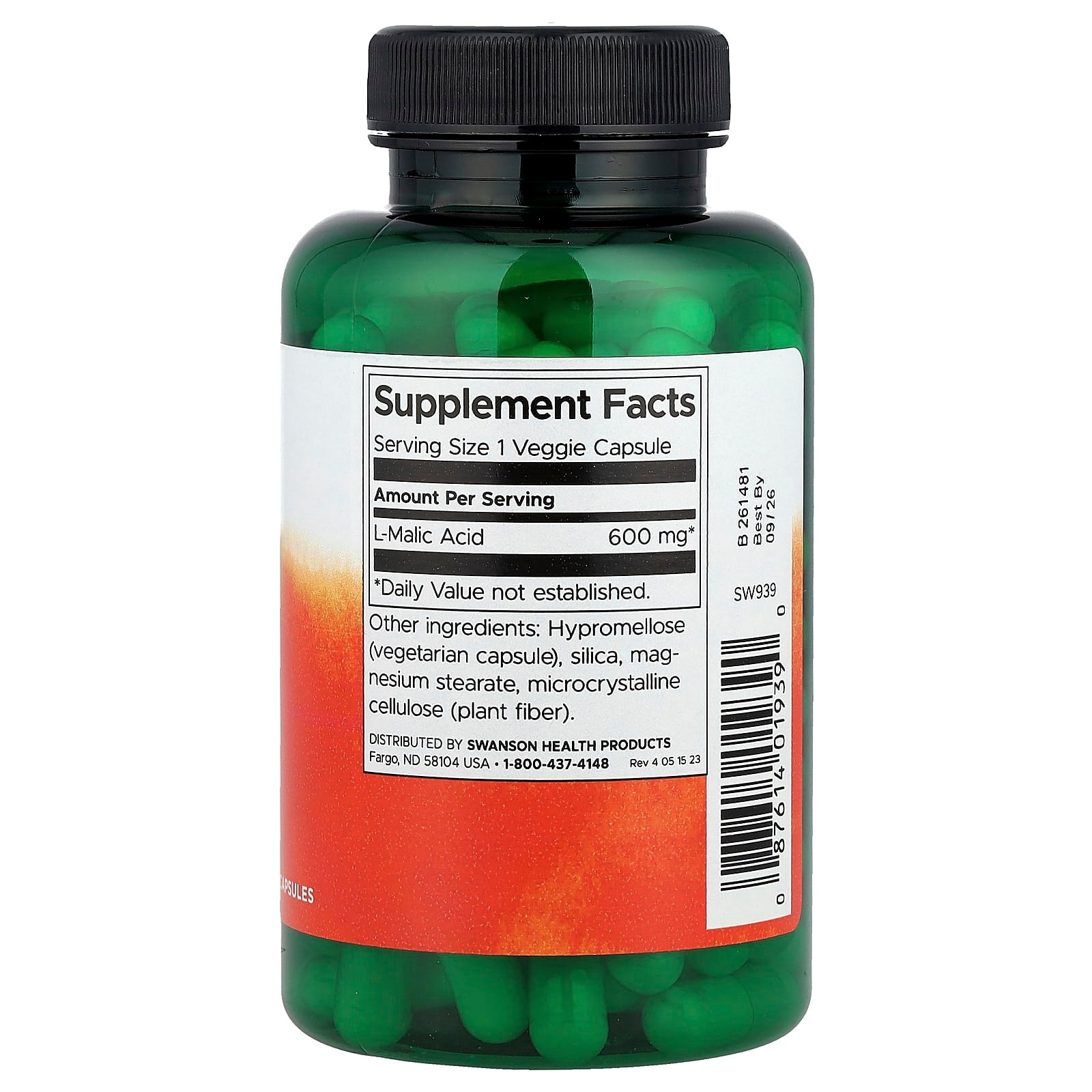 Swanson, Malic Acid, 600 mg, 100 Veggie Capsules - Image 2
