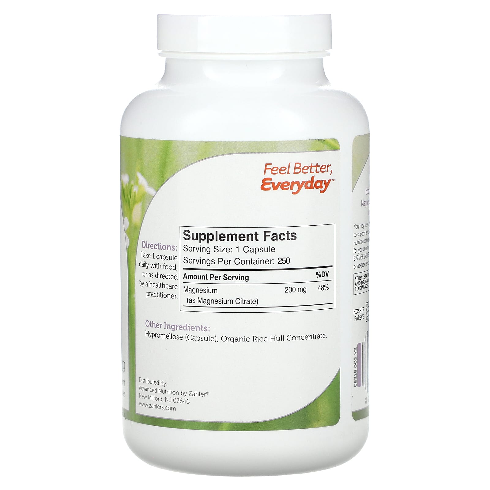 Zahler, Magnesium, Bioactive Magnesium Citrate, 200 mg, 250 Capsules - Image 2
