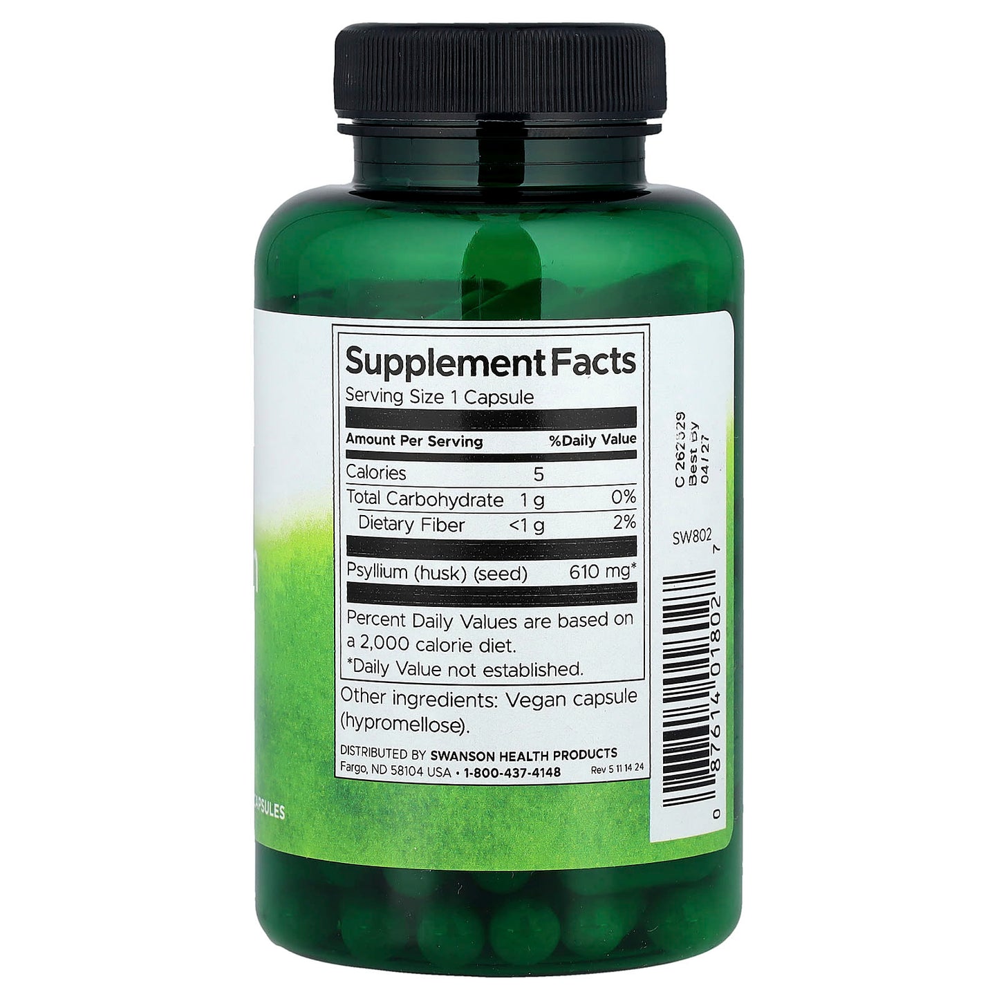 Swanson, Psyllium Husks, 610 mg, 100 Vegan Capsules