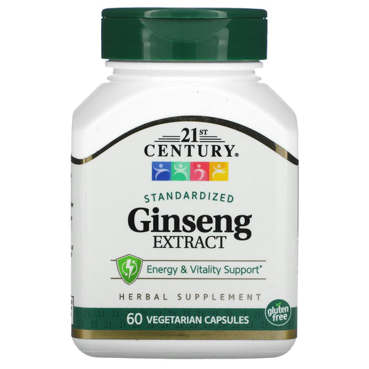 21st Century Standardized Ginseng Energy & Vitality Support - 60 Capsules - Image 1