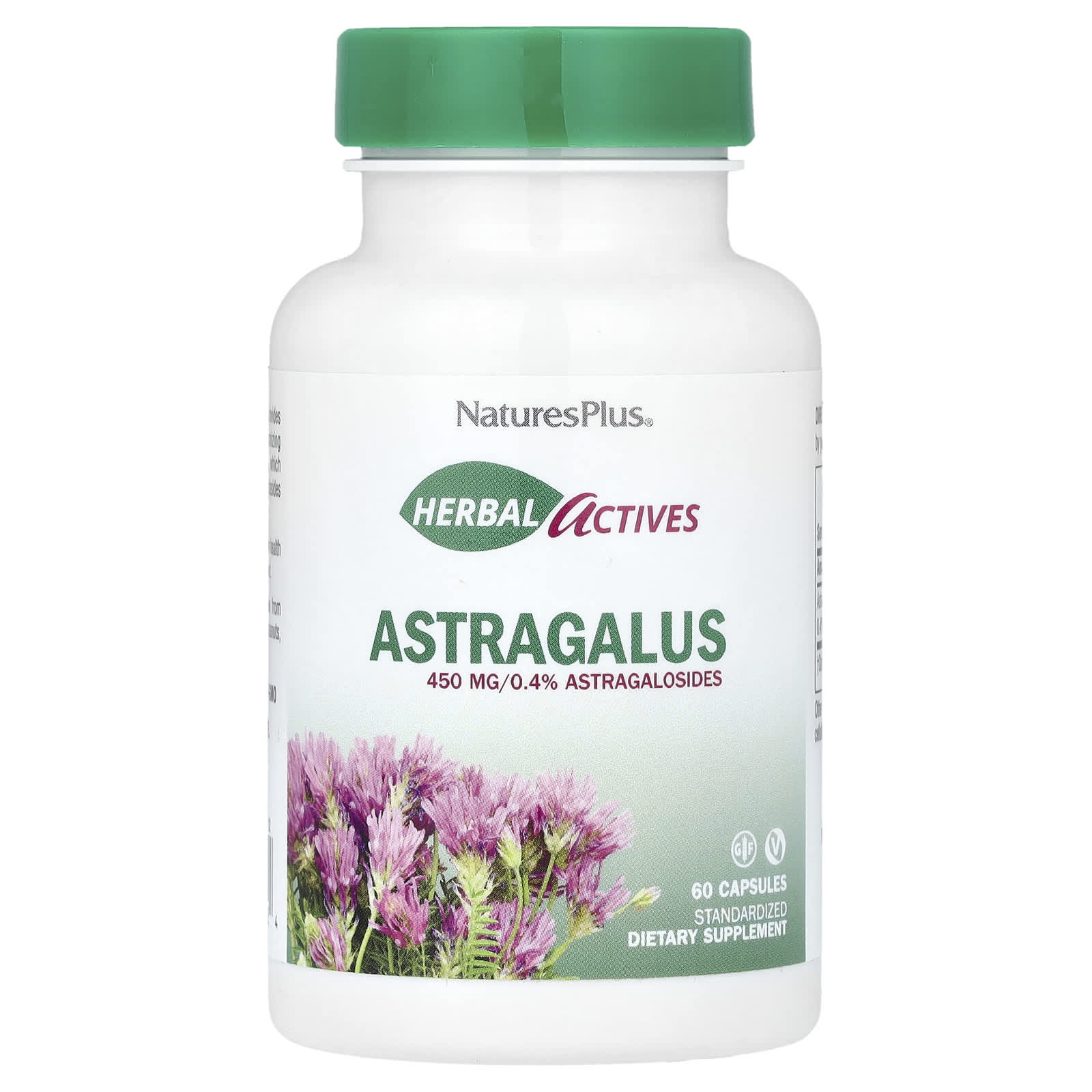 NaturesPlus, Herbal Actives, Astragalus, 450 mg, 60 Capsules - Image 1