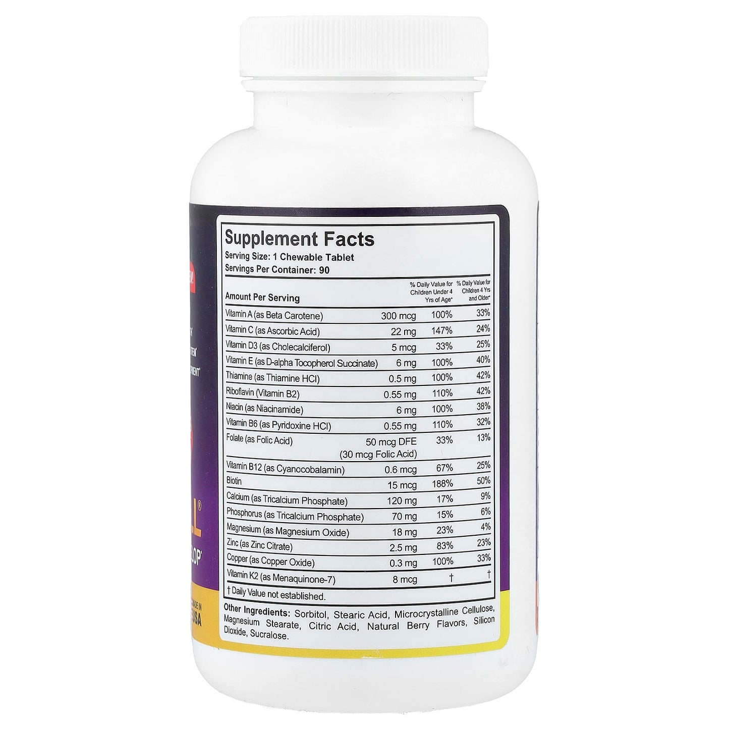 NuBest, Tall®, Kids 2-9, Berry, 90 Chewable Tablets - Image 2