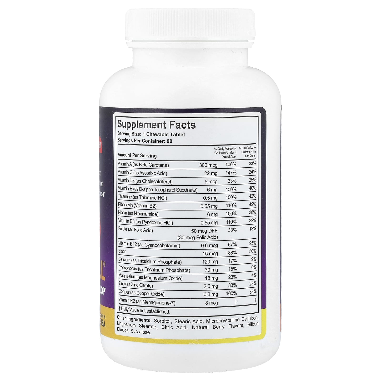 NuBest, Tall®, Kids 2-9, Berry, 90 Chewable Tablets - Image 2
