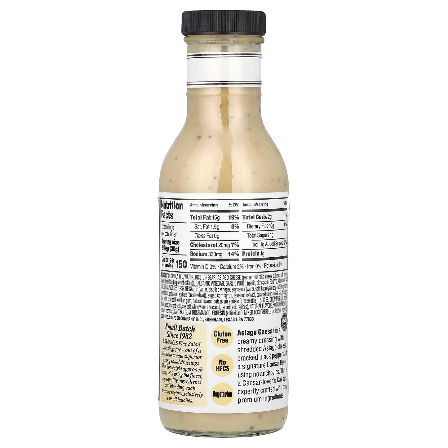 Asiago Caesar Dressing by Briannas, 12 oz, Gluten-Free, Vegetarian - Image 2