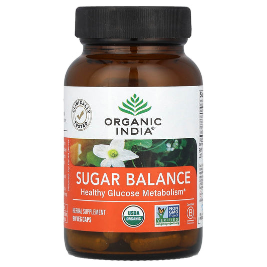 Organic India, Sugar Balance, Healthy Glucose Metabolism, 90 Veg Caps - Image 1