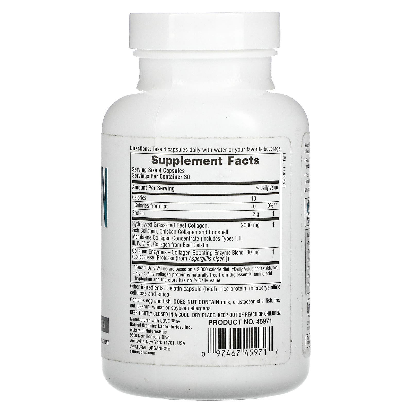 NaturesPlus, Collagen Peptides, 120 Capsules