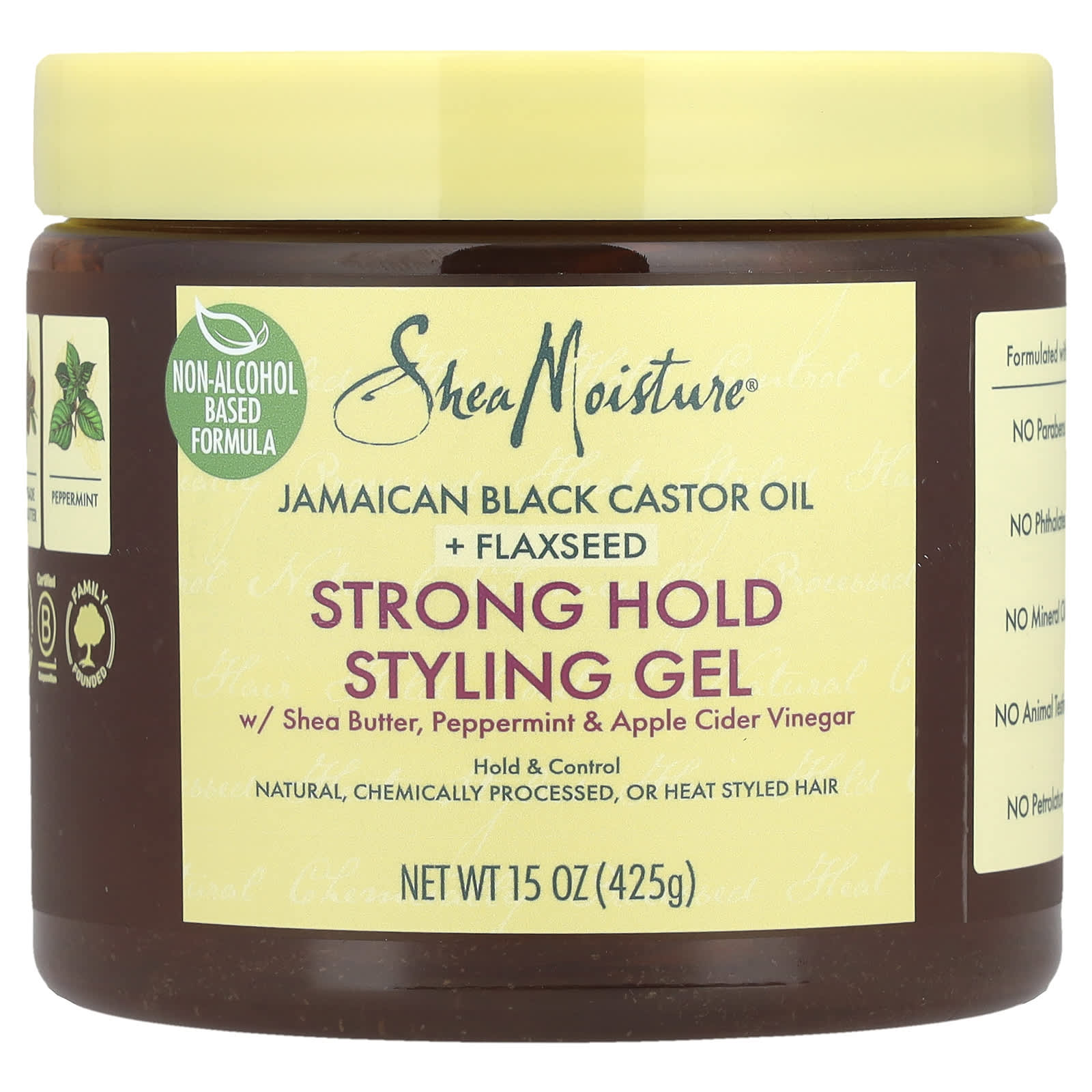 SheaMoisture, Strong Hold Styling Gel, Shea Butter, Peppermint & Apple Cider Vinegar, 15 oz (425 g) - Image 1